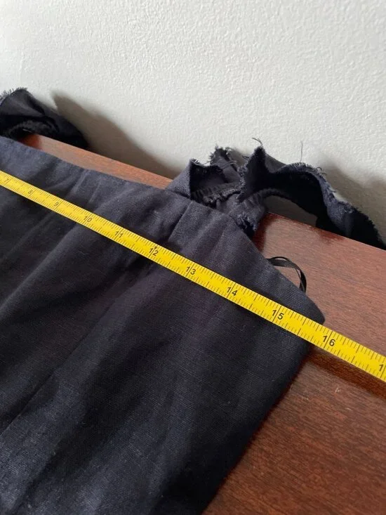 Reformation Spaulding 100% Linen Dress Sz 8  Black Ruffle Strap Formal Date - Picture 12 of 15